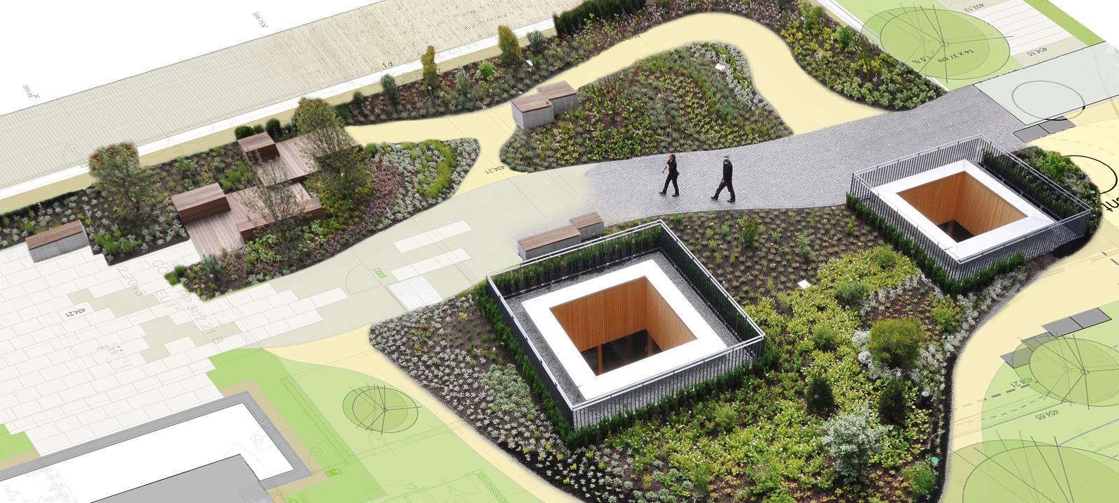 Architectural plan of a green roof